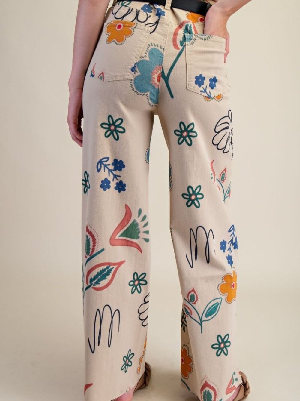 EASEL PRINT WASHED TWILL STRETCH PANTS 98% COTTON 2% SPANDEX - Picture 3 of 3